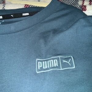 Puma Slate Blue Crewneck with White Logo Trim